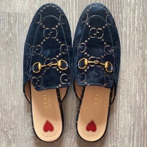 Gucci velvet Princetown mules
